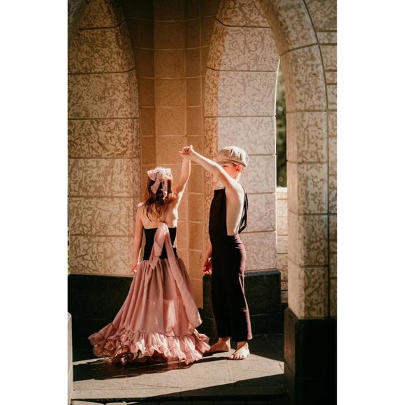 Vintage Pink Black Princess Style Dress hand beaded Cute flowy twirl Couture New - Picture 3 of 6